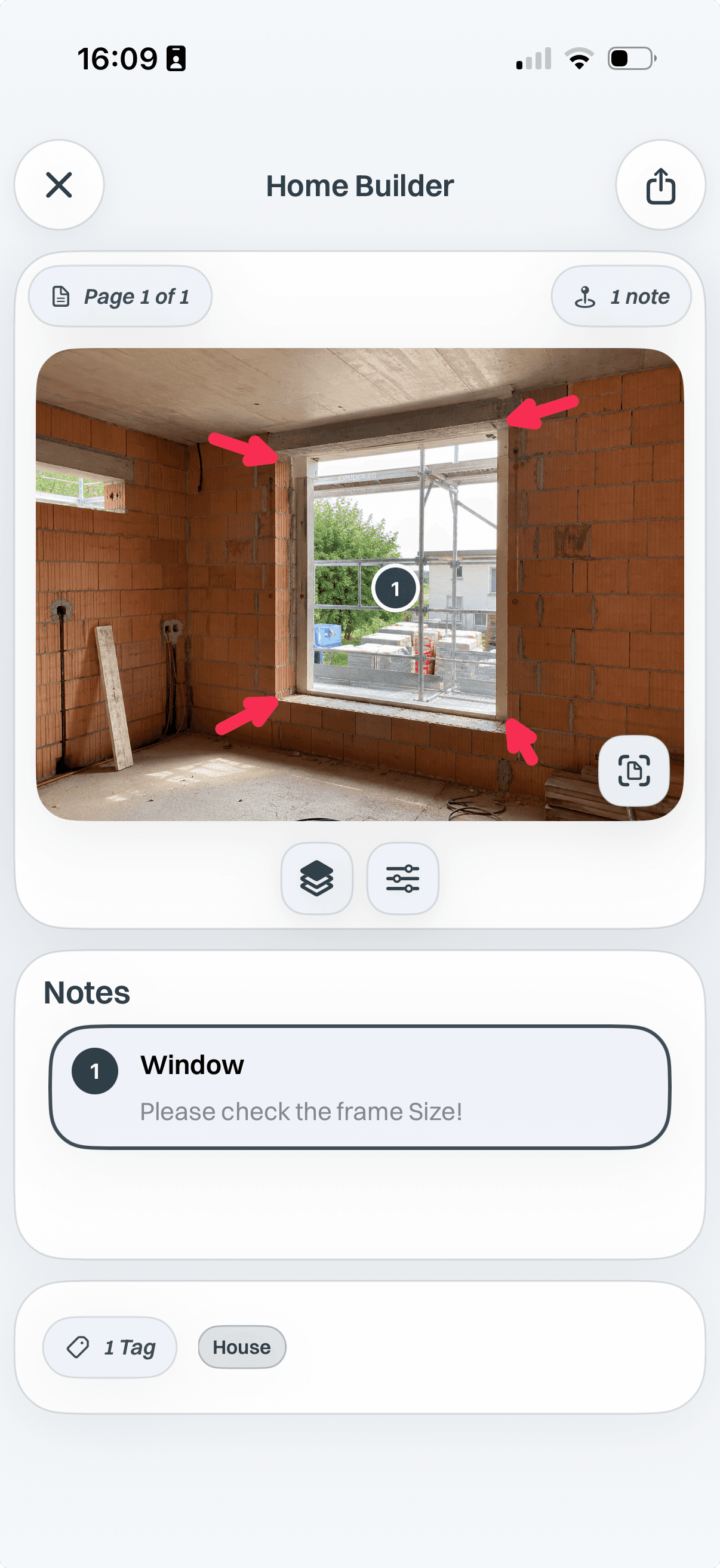 Scan & Store document editor before notes and markups are added