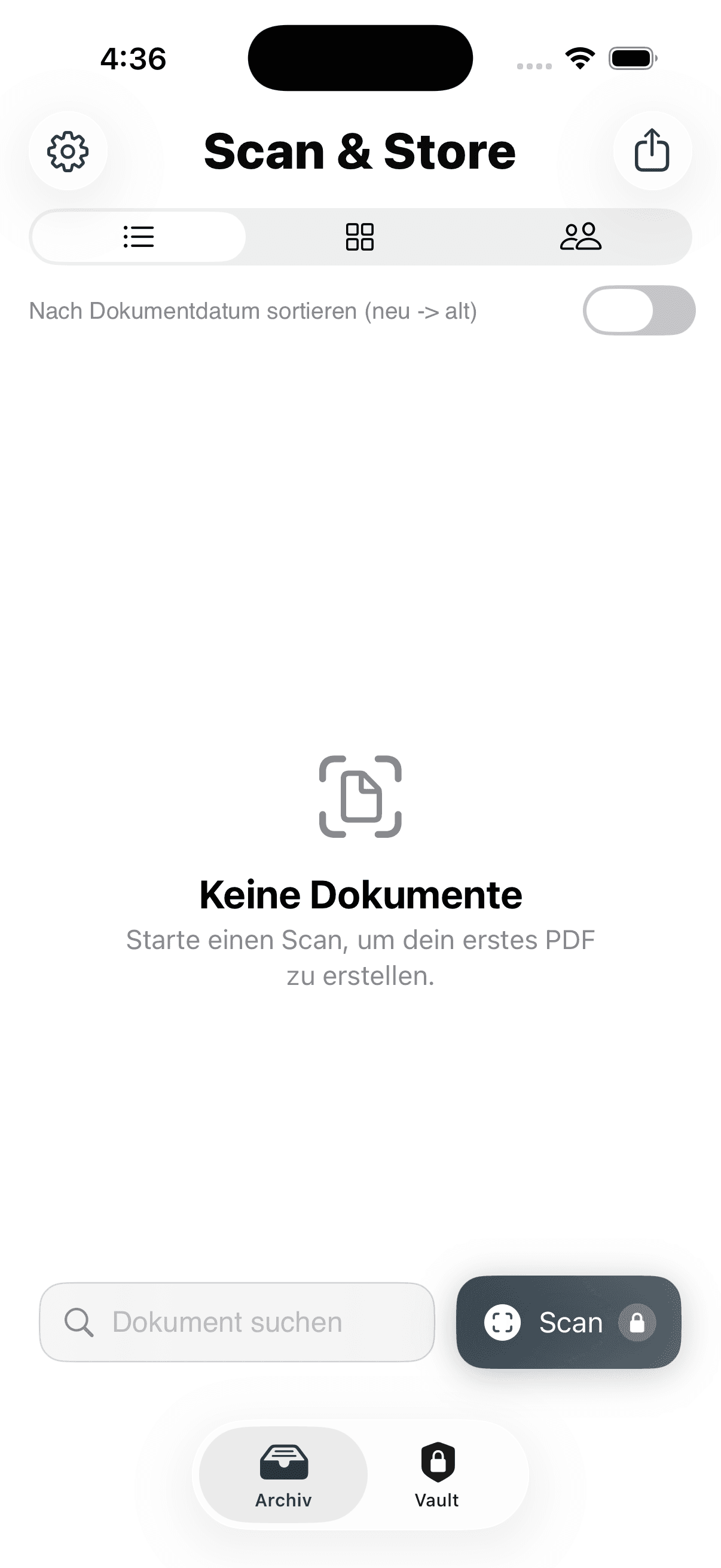 Scan & Store app visual placeholder